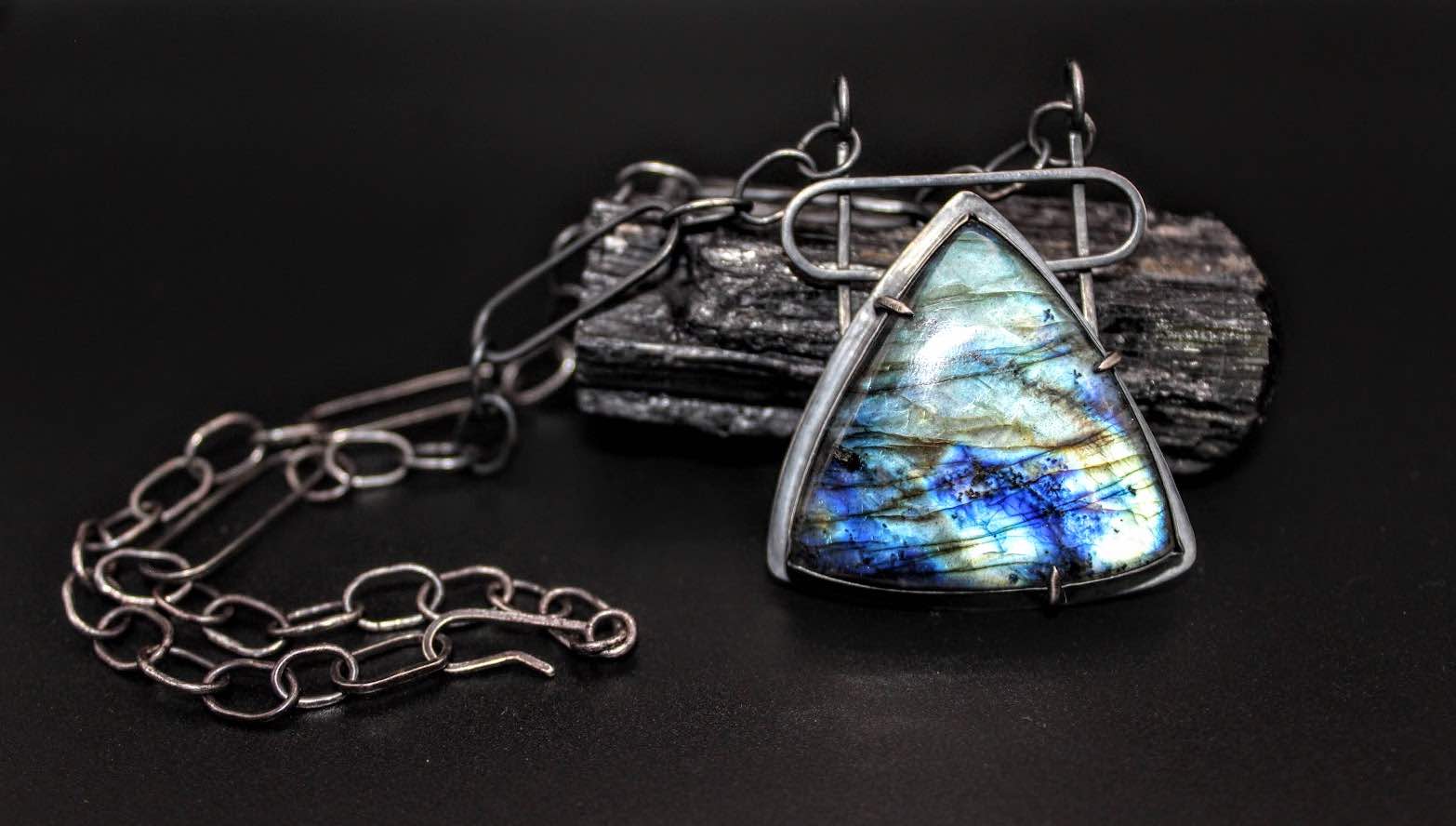 Triangular Labradorite Pendant with Prongs