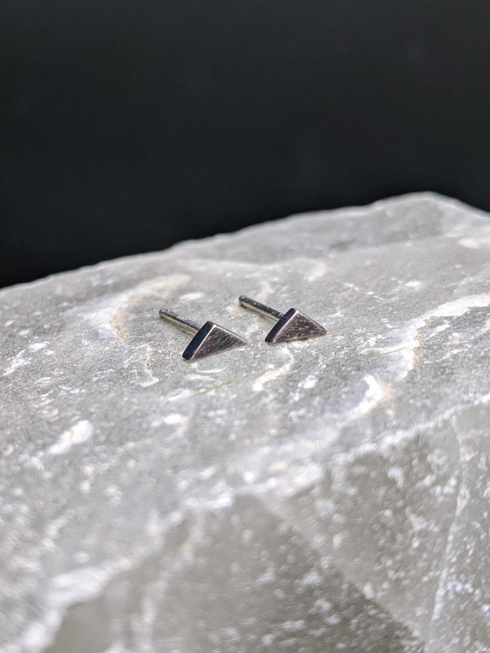 Oxidized Triangle Earrings